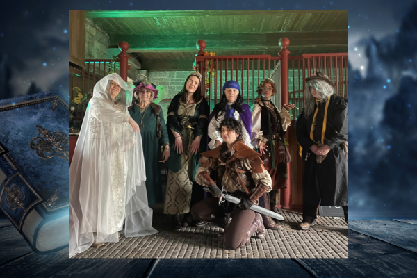 Hidden Kingdom actors stood in the Hoghton Tower stables