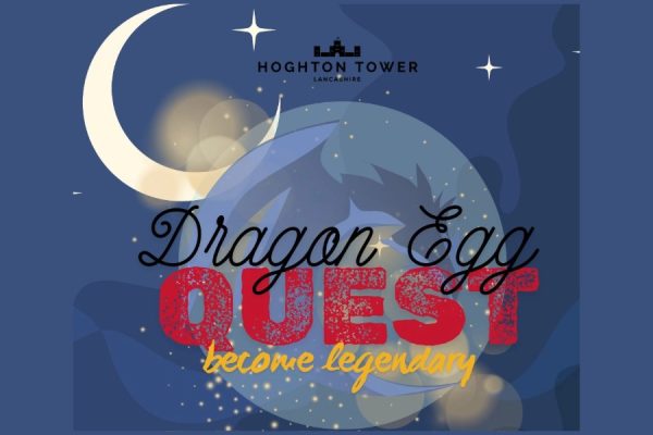 Darker sky with a moon lit egg displaying Dragon Egg Quest in yellow