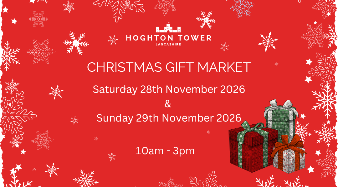 CHRISTMAS GIFT MARKET (1080 × 1080px) (1080 x 600 px) Banner with snowflakes and Christmas gifts saying Christmas Gift Market Saturday 28th November2026 7 Sunday 29th November 2026 10am - 3pm