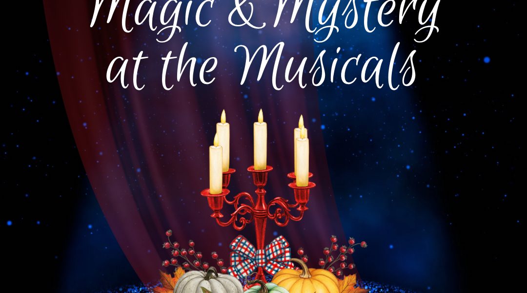 Candlelit candlestick holder on dark background promoting Magic & Mystery at the Musicals concert at Hoghton Tower.