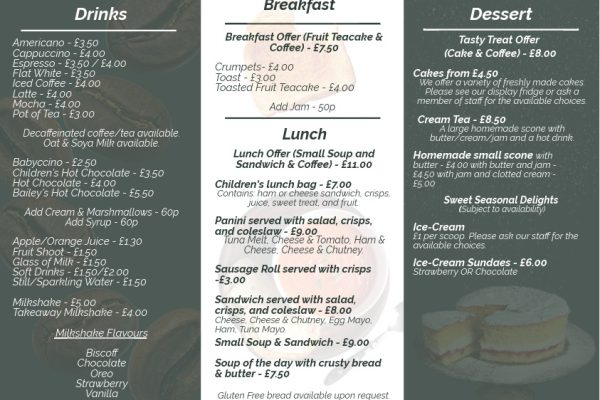 Spring 2026 menu showing a selection of food and drink options with prices
